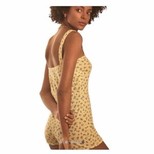 NWT! Anthropologie Yellow Floral Motif Corset Romper. Size XS.
